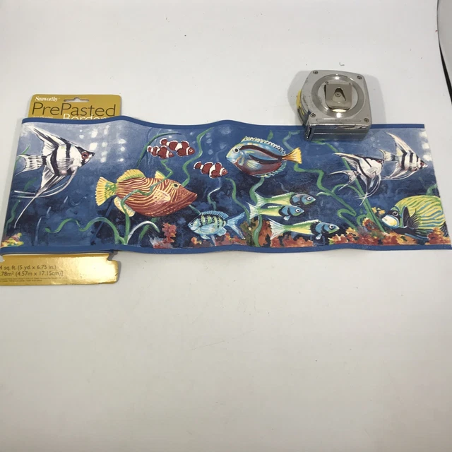 Papel pintado Imperial Sunworthy PECES TROPICALES borde PMA2056 6,75" W agua salada