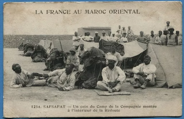 CPA MOROCCO: SAFSAFAT - A corner of the Camp of the Mounted Company / Foreign Legion