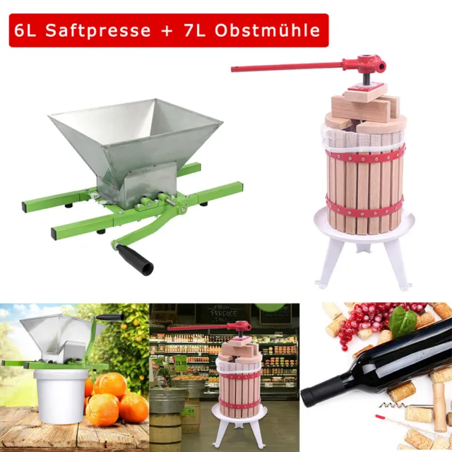 Manuelle Saftpresse Obstpresse 6L mit 7L Obstmühle Fruchtmühle Maischemühle DIY+