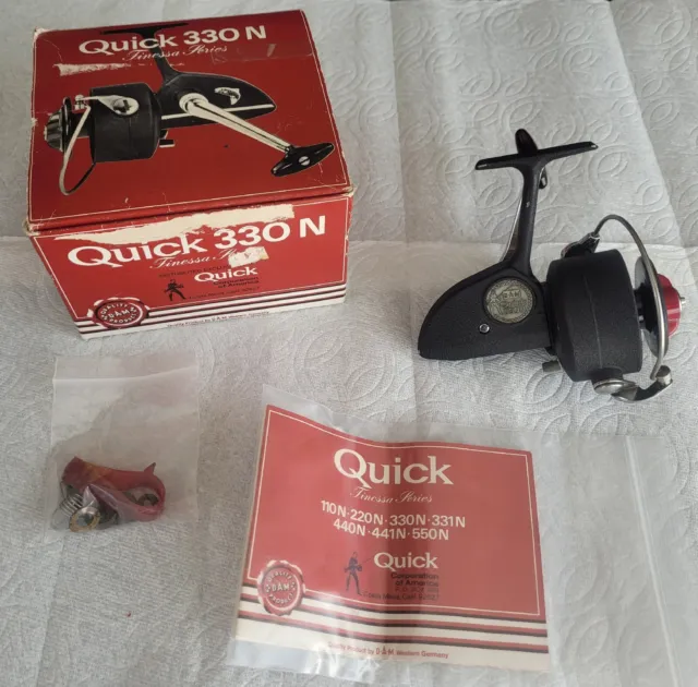 D.a.m. Quick 330N Vintage Fishing Spinning Reel In Box W/ Extras Germany