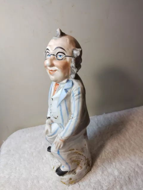 Antique Foxy Grandpa German Bisque Porcelain  Cartoon Figurine 9" Perfect FINE 2