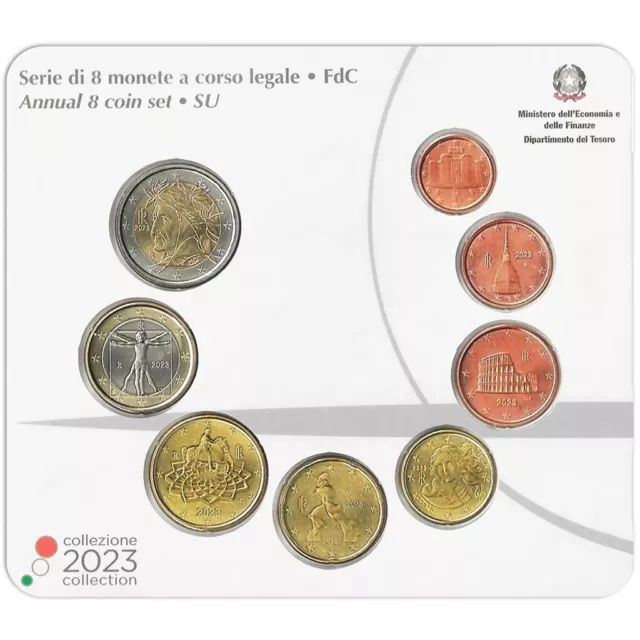 Italien Euro-Kurssatz 2023 - 8 Münzen - in Blisterkarte - ST 2