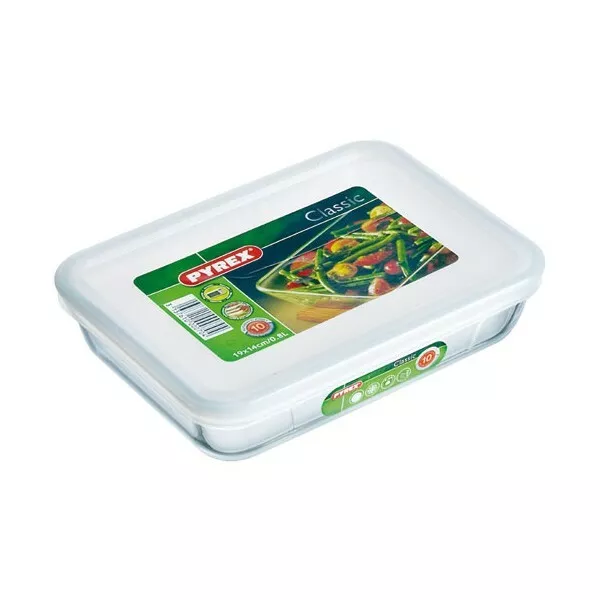 PYREX - Plat rectangulaire avec couvercle plastique - 19x14 cm