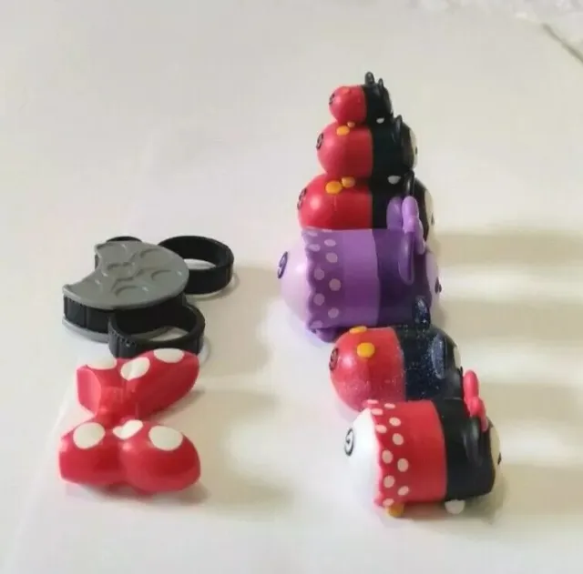 Disney Mickey Red Purple Minnie Mouse Vinyl Tsum Tsum Toy Figures w accesories 6