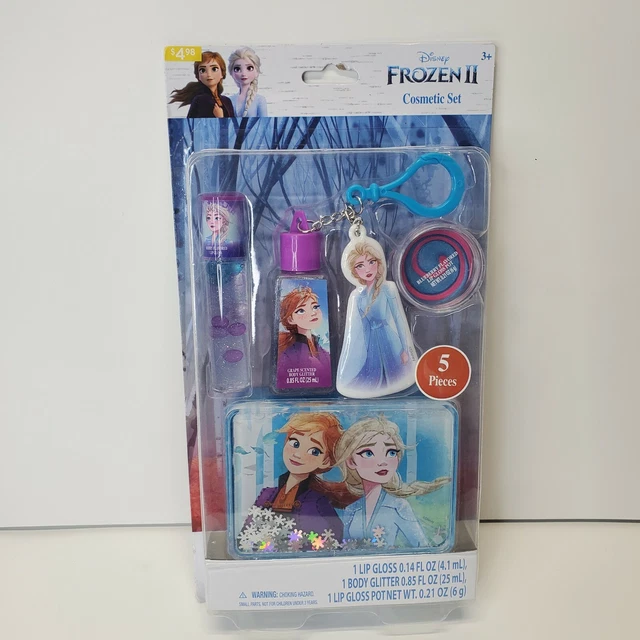 Disney Frozen II 5 Piece Cosmetic Set Lip Gloss Body Glitter Kid Makeup Dress Up
