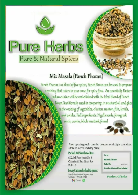 Pure Herbs Mix Masala & Panch Phoran Interi Per Indiano Cucinare 2