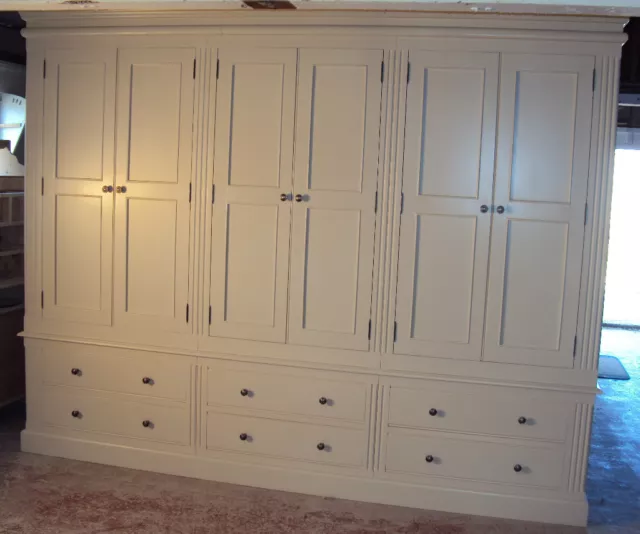 Wardrobe - Painted 6 Door 6 drawer - with fluting detail