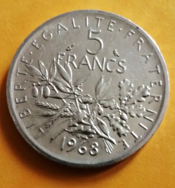 FRANCE - Très Belle Pièce de MONNAIE - 5 Francs Semeuse 1968 Argent SUP- V Rép