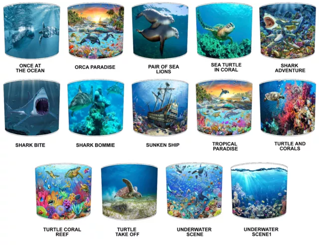 Sea Life Lampshades, Ideal To Match Under The Sea Wallpaper & Cushion Covers