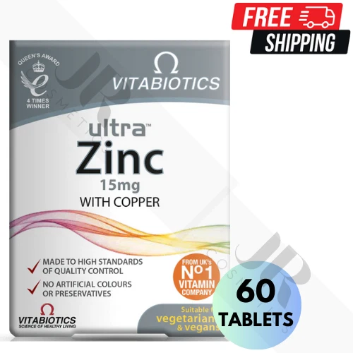 Vitabiotics Ultra Zinc 15mg With Copper - 60 Tablets For Immune Support & Skin Health