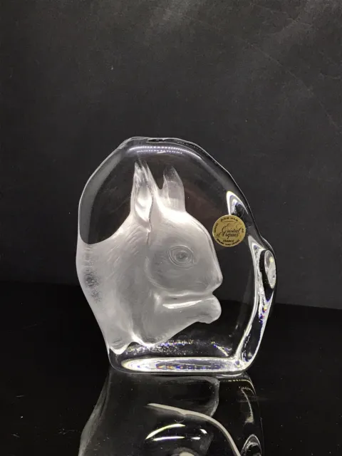 Squirrel Paperweight Cristal D’Arques Glass Vintage France Lead Crystal