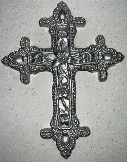 The Faith Collection ~ Silvertone Metal ~ Ornate Wall Cross ~ 10" Vbr131D