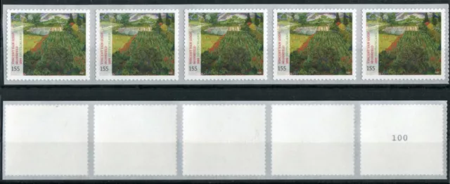 Bund Nr. 3519 Rollenanfang 5er Streifen Zählnummer 100 Selbstklebend postfrisch