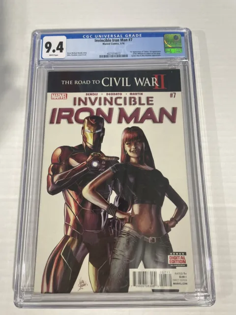 Invincible Iron Man 7 CGC 9.4 1st Cameo Appearance App Riri Williams Ironheart!