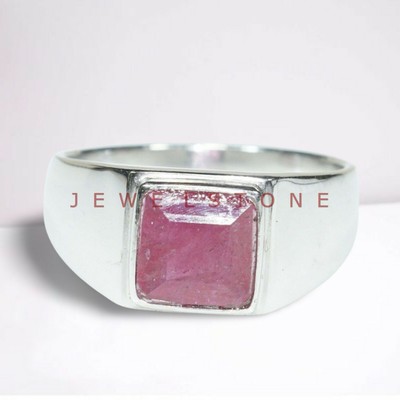 APS Naturel Pierre Précieuse Rubis Avec 925 Bague en Argent pour Hommes #AP227 