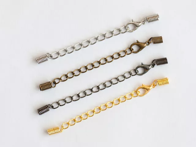 Coil End Crimp Fasteners/Spring Cord Tip with Lobster Clasps/Extension Chain Set