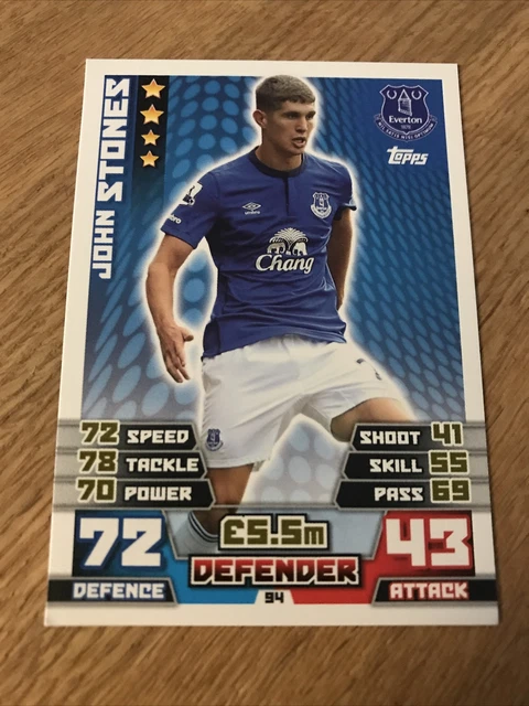 John Stones Everton FC Match Attax 2014/15 Football Card