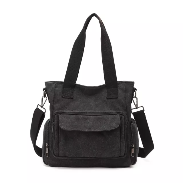 KONO Large Capacity Multi Compartment Canvas Crossbody Shoulder Bag Tote Handbag