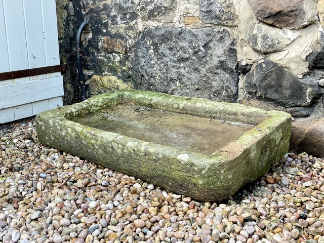Victorian Antique Carved York Stone Sink/Garden/Ornament/Planter/Horse Trough #1