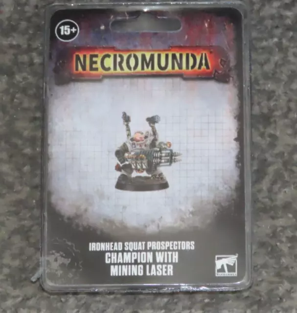 Juegos Workshop Necromunda Cabeza de Hierro Sentadilla Prospectores Campeón con Láser de Minería