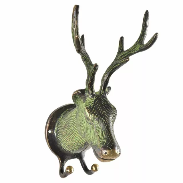 New Handmade Towels Clothes Hanger Coat Rack Brass Wall Hooks Deer Head Antique