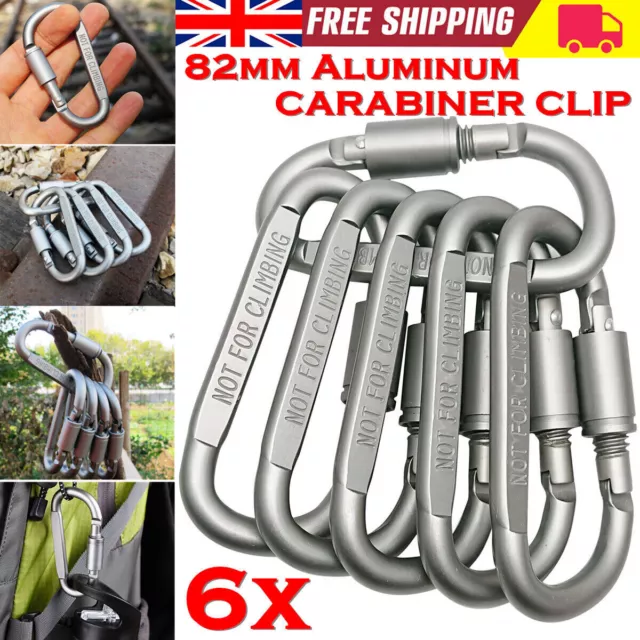 Aluminum Carabiner D-Ring Key Chain Clip Snap Hook Karabiner Camping Keyring UK