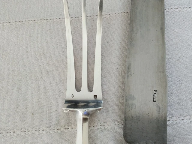 Couteau Et Fourchette à Découper Argent Massif – Manche En Argent Sterling – Paris