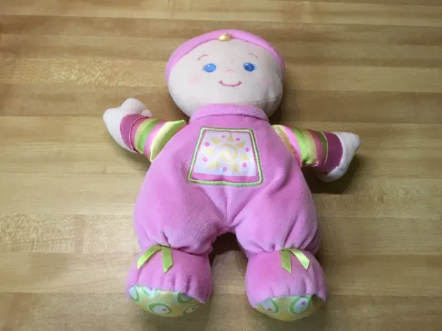 Fisher Price Brilliant Basics Babys First Doll Pink Plush lovey rattle 10" (2008