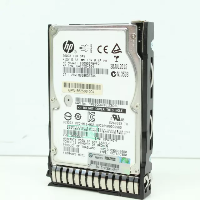 HP 900GB 2.5'' SAS 6G 10K Hard Drive 641552-004 EG0900FBVFQ with G8 G9 Caddy