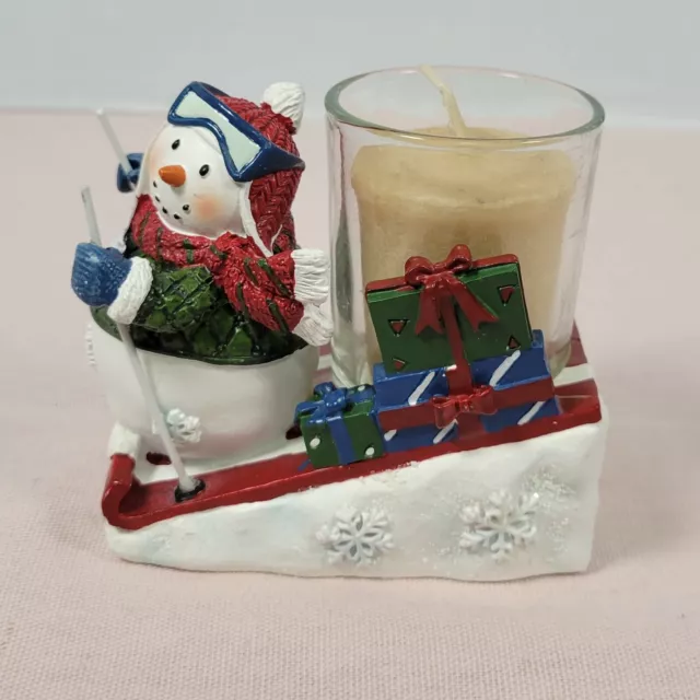 Yankee Candle Skiing Snowman Votive Tealight Candle Holder