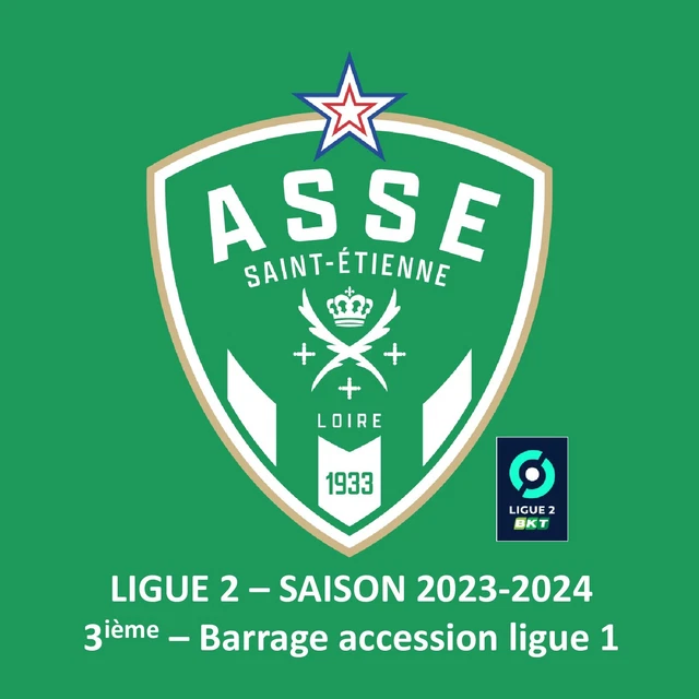 Aimant Collection Saint-Étienne - Parcours Finaliste Coupe De France 2019-2020, 5.6x5.6 Cm, Vert