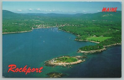 Rockport Maine~Rockport Harbor & Indian Island From Air~Vintage Postcard