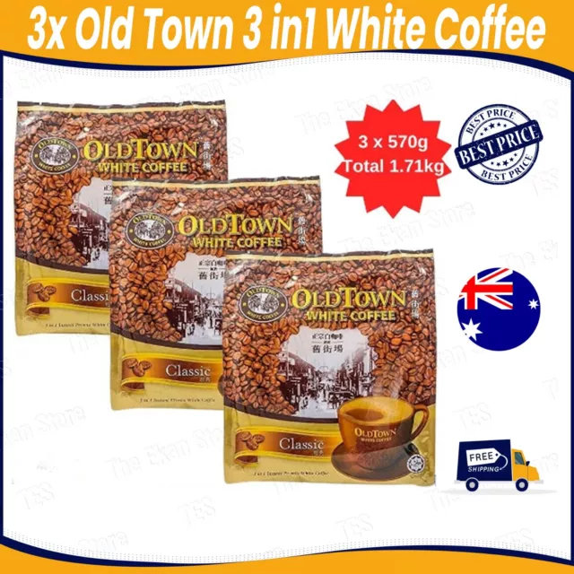 3x Old Town 3 in1 White Coffee Classic 570g (Total 3x570g=1.71kg) OldTown | NEW