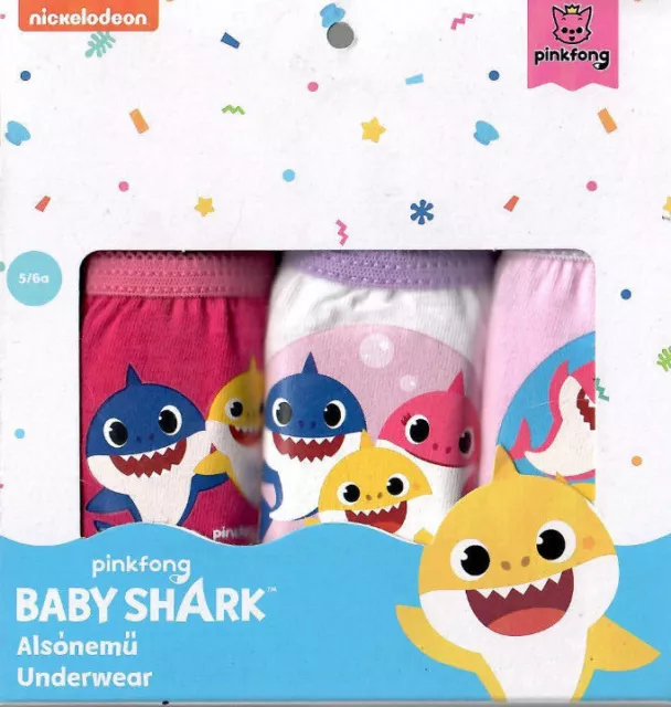 Tris slip mutandine bimba "BABY SHARK" taglia 2/3 - 3/4 - 5/6 - anni