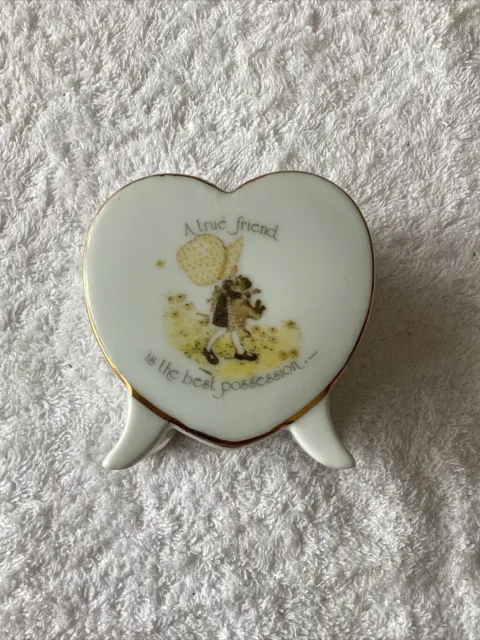 Vintage Holly Hobbie Heart ❤️ shaped candle holder with original sticker on base