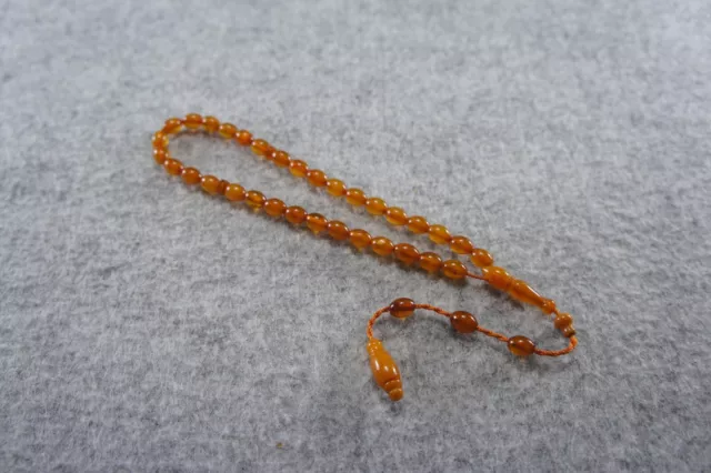 2537 Baltic Amber Islamic Prayer Rosary Vintage 33 Olive Beads 5x6.5 mm Tesbih