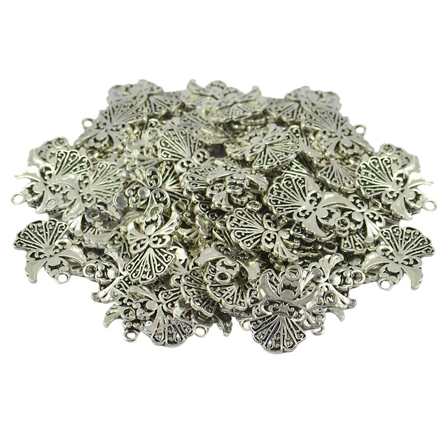100 Stücke Tibetischen Silber Filigrane Engelsflügel Charms Anhänger DIY