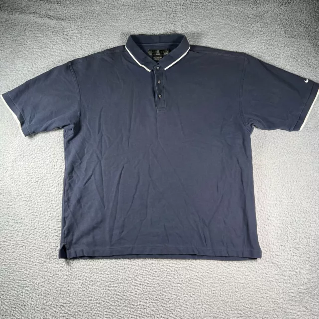 Vintage Nike Golf Polo Shirt Mens XL Navy Blue Collared Short Sleeve Pique