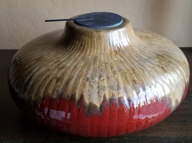 Firepot Bird Brain Tabletop Fireplace Gel Burner Raku Style Large Holder Snuffer