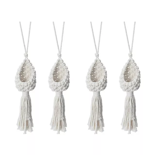 4X Colgador de Planta de Aire Boho Macrame Soporte de Cuerda para Cesta Col2708