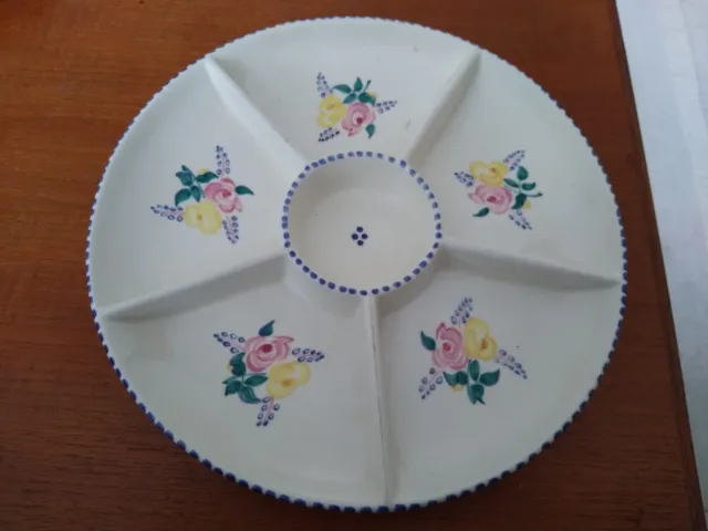 Vintage Poole Pottery Hors D'oeuvres Hand Painted Serving Dish In Good Condition
