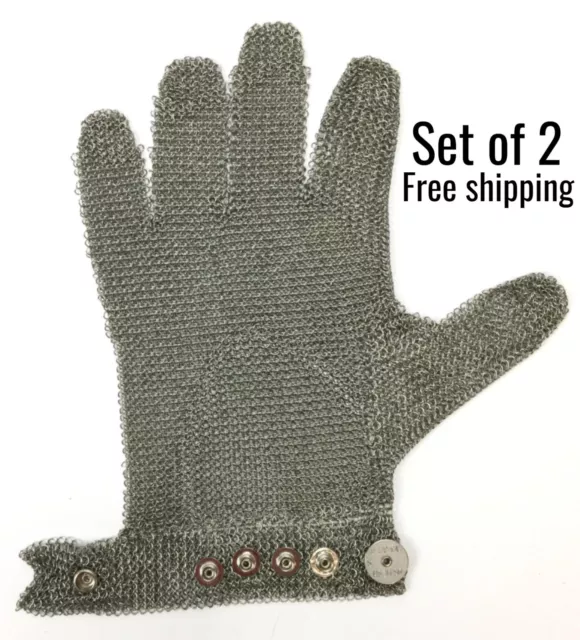 US Mesh USM-1107 Stainless Steel Metal Mesh Work Glove Size Small Set of 2