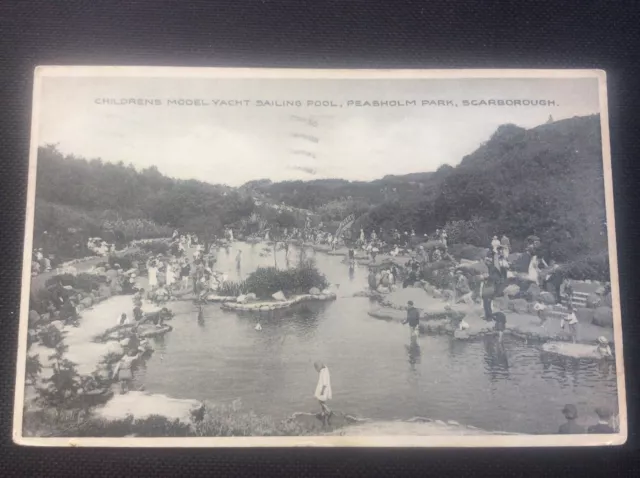 Scarborough Postcard Children’s Model Yacht Sailing Pool Peasholm Park RPPC 1930