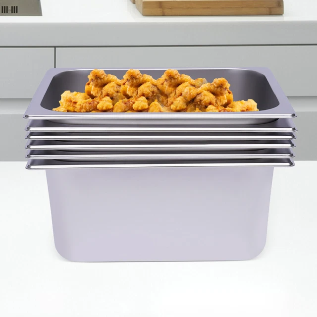 6 PACK Size 6" Deep Stainless Steel Steam Prep Table Buffet Food Pan Durable NEW