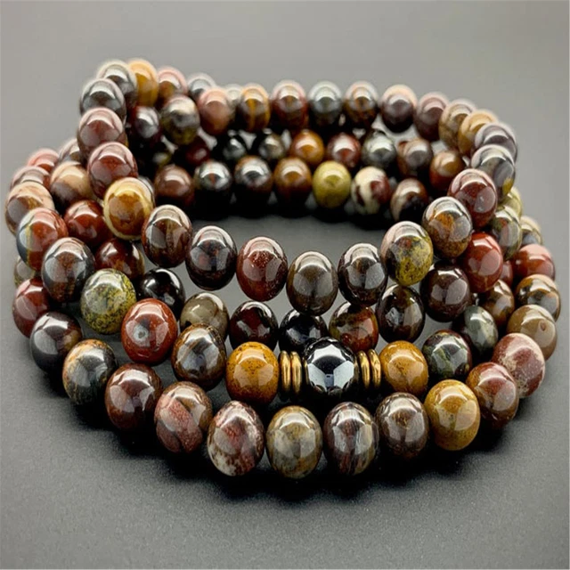 8mm Natural Hematite 108 Beads Multi-layer Bracelet Meditation Colorful Reiki