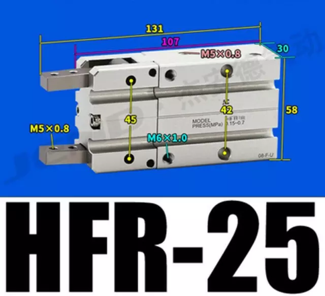 1 pieza HFR-25 cilindro de garra neumática tipo cilindro de dedo