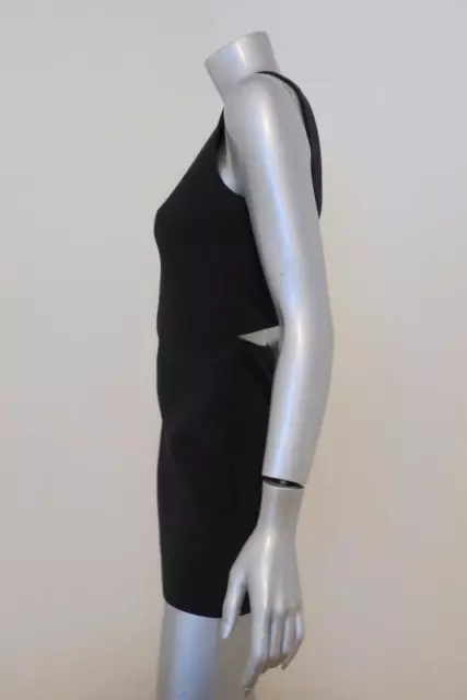 Theory Dress Emison Tribute Black Stretch Crepe Size 0 Cutout-Back Mini 3