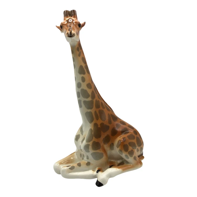 VINTAGE RUSSIAN IMPERIAL Lomonosov Porcelain Giraffe Figurine Seated