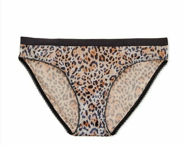 VICTORIAS SECRET STRETCH Velvet Logo Waist Bikini Panty Soft Sand