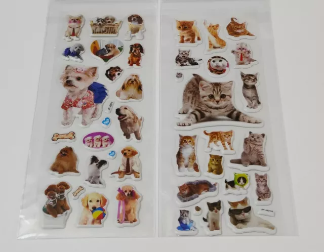 Hunde & Katzen Sticker 3D Kindersticker Geburtstag Geschenk Jungen Mädchen